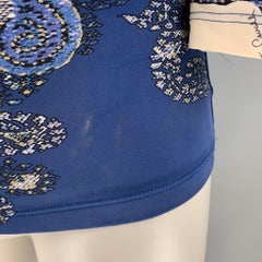 ROBERTO Cavalli - Chemisier bleu et blanc à motif cachemire