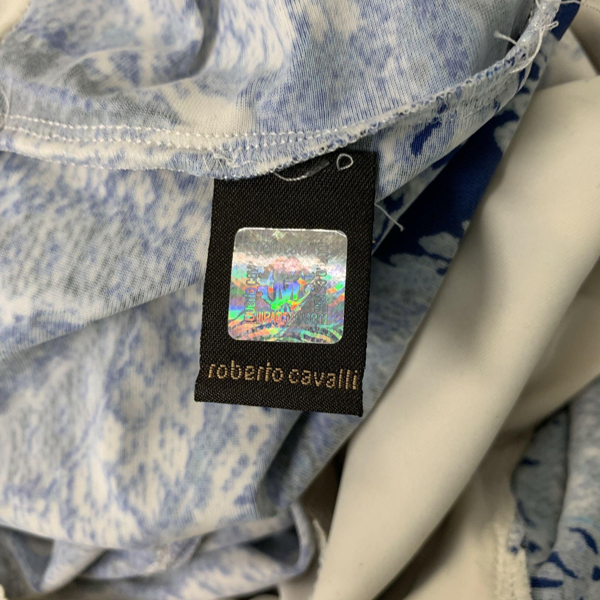 ROBERTO CAVALLI Blue & White Paisley Blouse For Sale 4