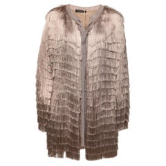 Roberto Cavalli - Veste en soie à franges rose pâle, taille M