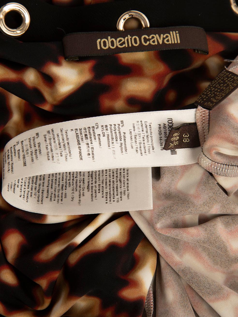 Roberto Cavalli Braun Abstrakt Öse Detail Kleid Größe XS im Angebot 4