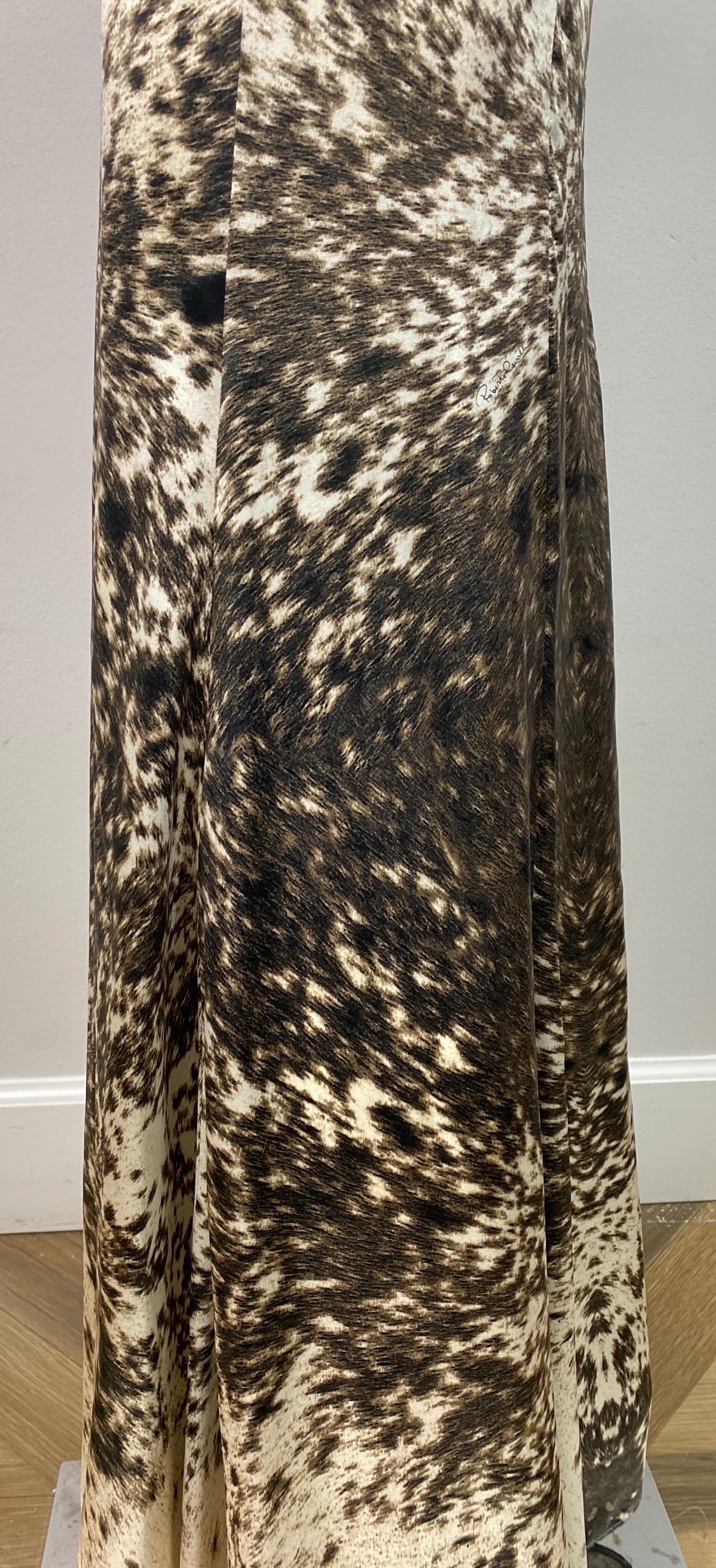Roberto Cavalli Brown and Ivory Silk Maxi Skirt - Size 44 6