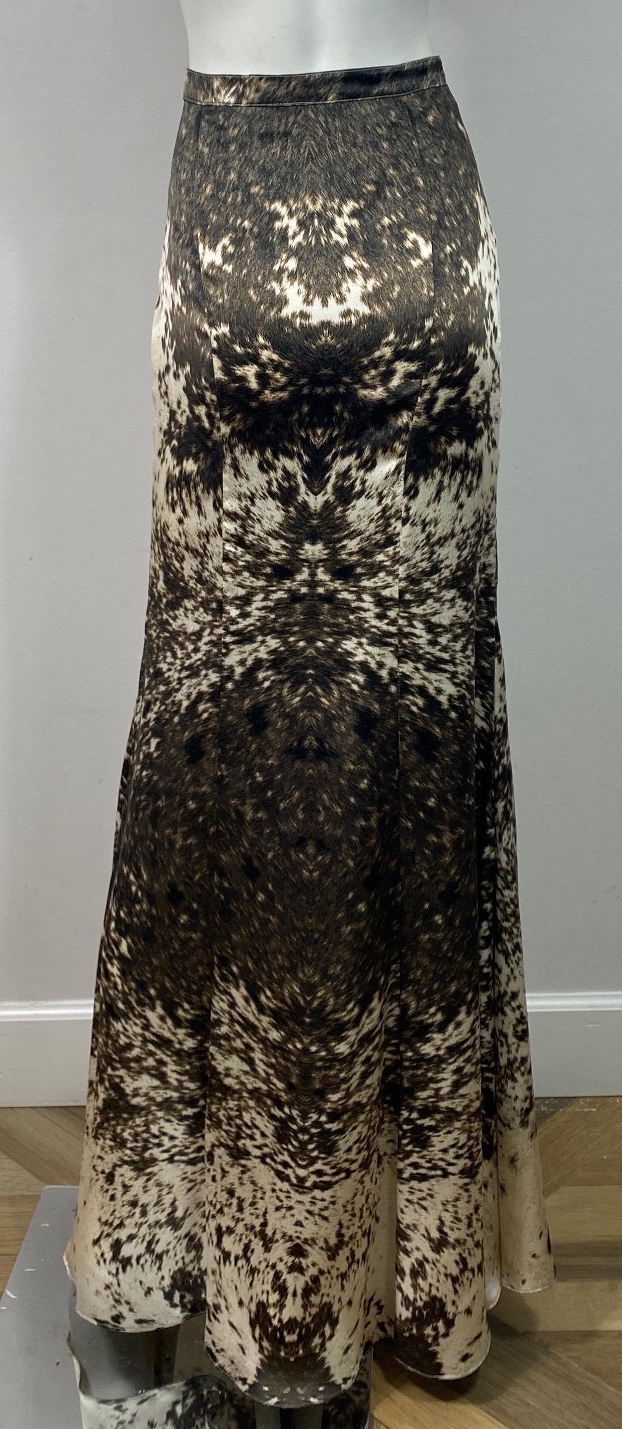 Roberto Cavalli Brown and Ivory Silk Maxi Skirt - Size 44 7