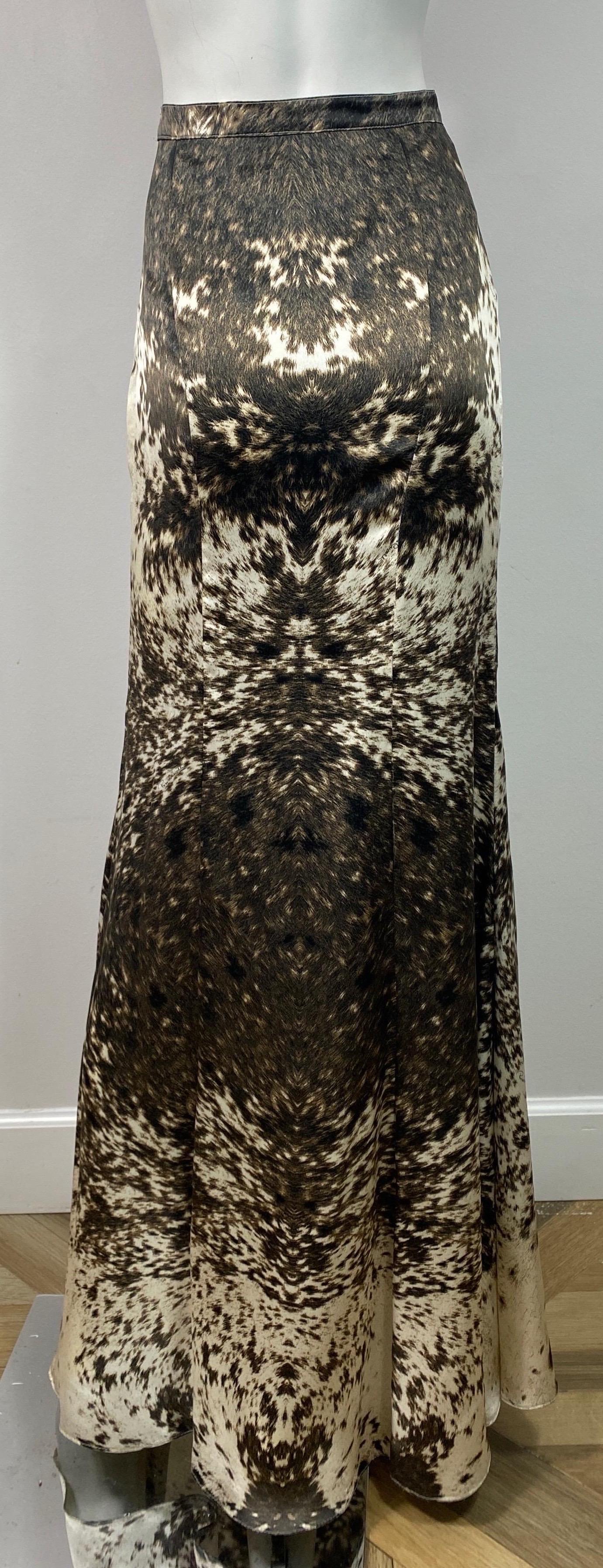 Roberto Cavalli Brown and Ivory Silk Maxi Skirt - Size 44 8