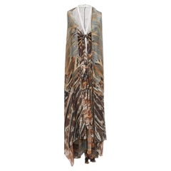 Roberto Cavalli Brown Animal Print Bias Cut Silk Chiffon Strapless Gown M