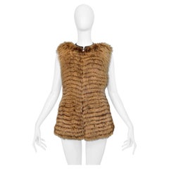 Roberto Cavalli Brown Arctic Fox Fur Cinched Vest Top