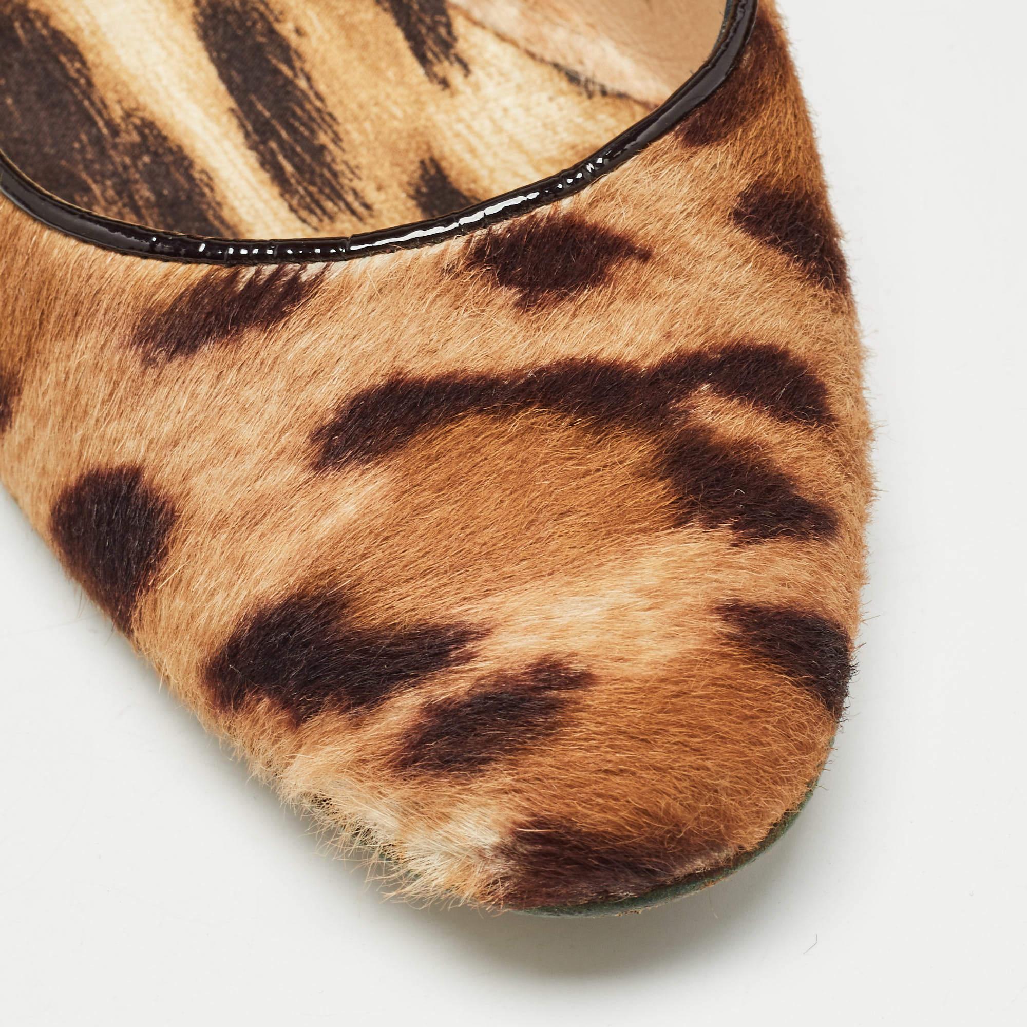 Roberto Cavalli Brown/Beige Animal Print Calf Hair Pumps Size 36.5 For Sale 3
