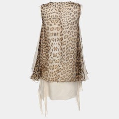 Roberto Cavalli - Top en soie imprimé léopard - Brown/Beige S