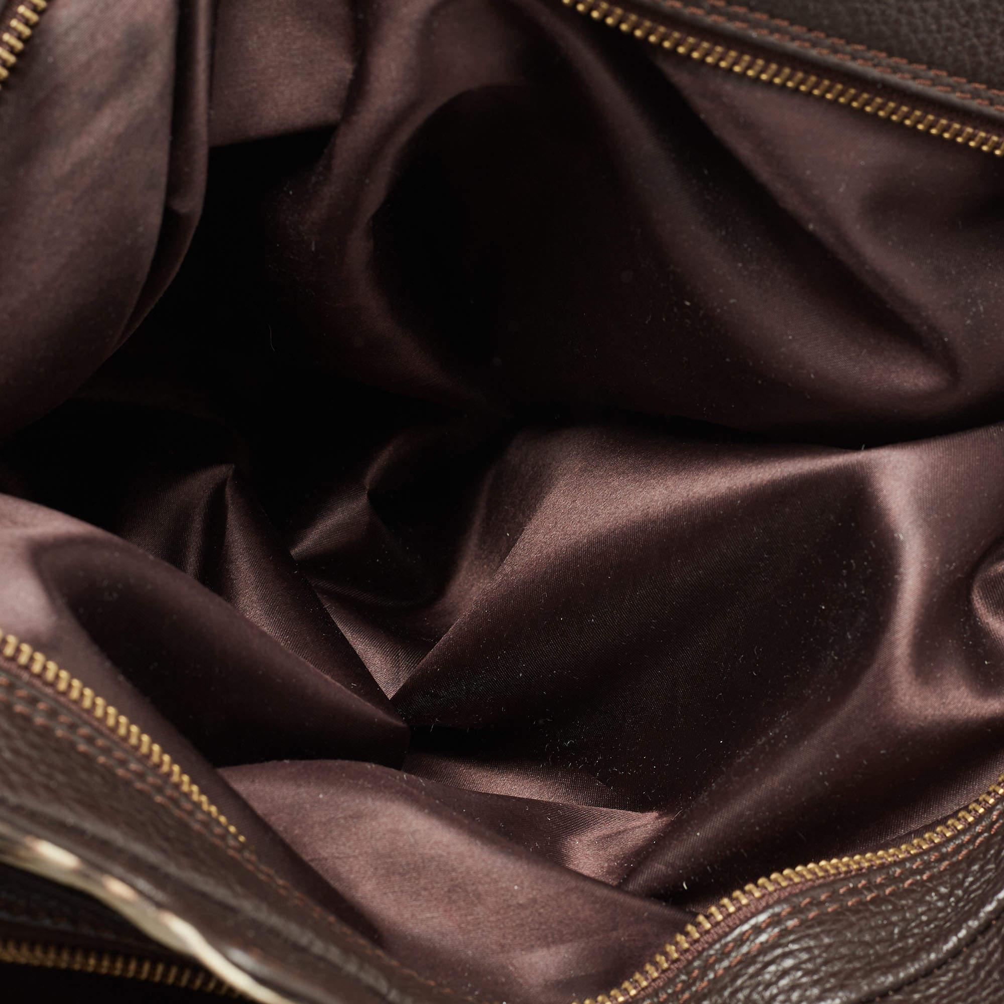 Roberto Cavalli Brown/Beige Leopard Satin and Leather Tote 5