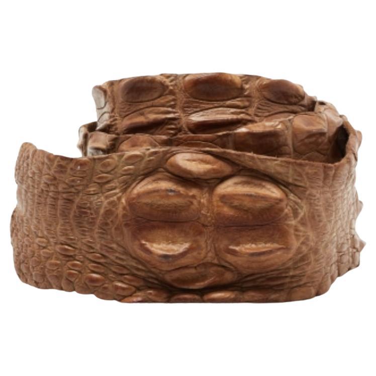 Roberto Cavalli Cintura in vita in coccodrillo marrone retro Horn