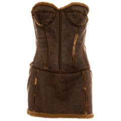Roberto Cavalli Minikleid aus braunem Shearling-Leder:: fw 2003