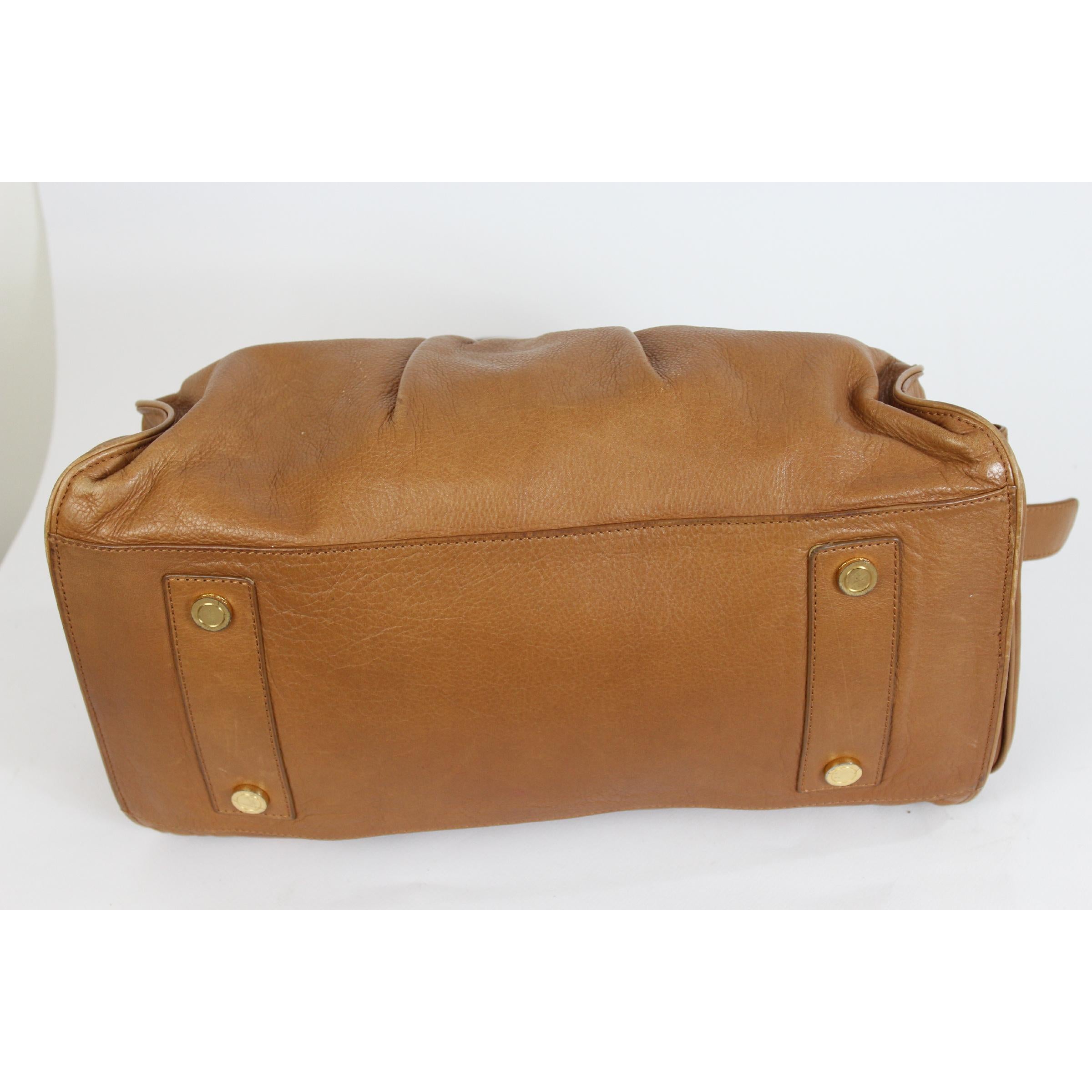 Roberto Cavalli Brown Gold Leather Shopping Bag 1