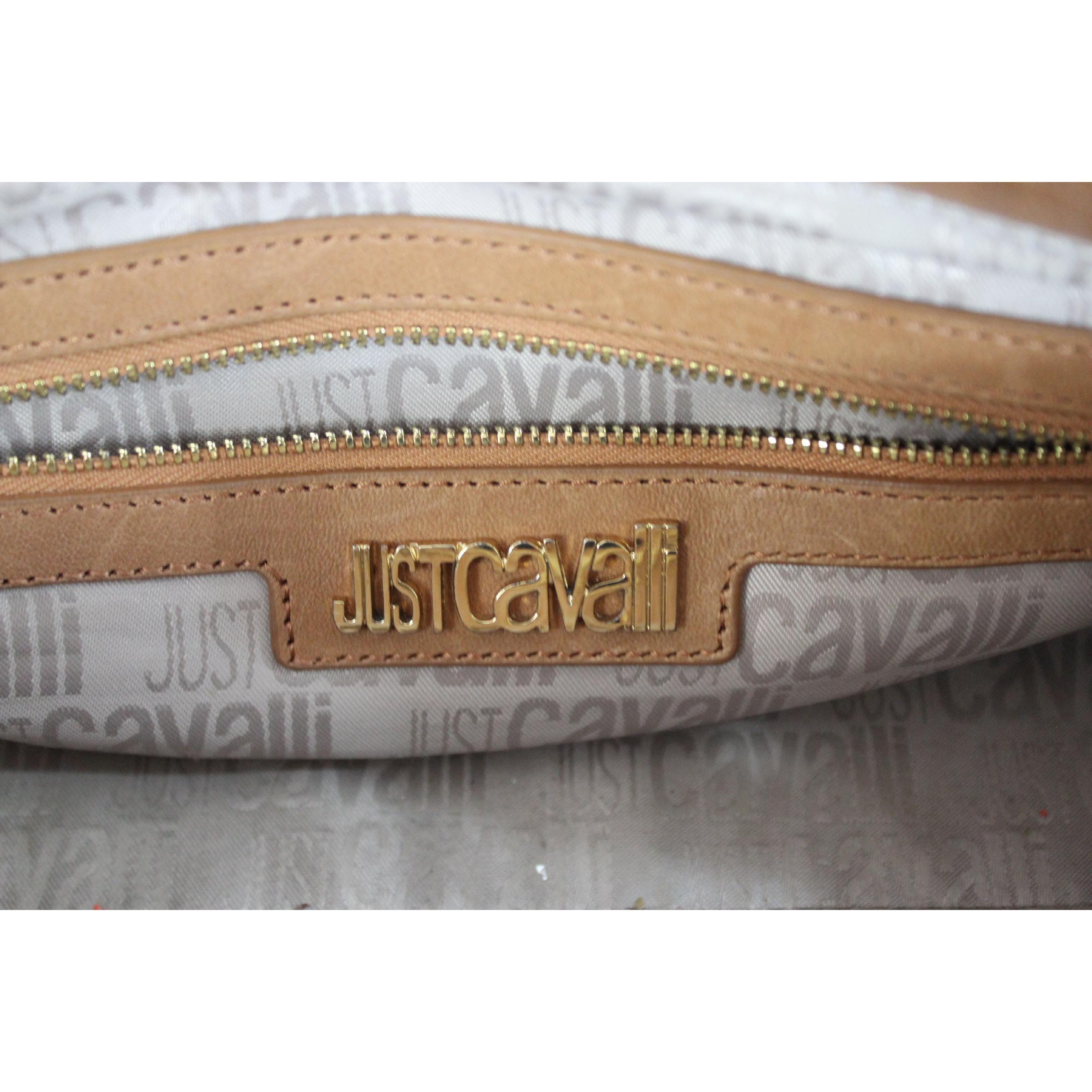 Roberto Cavalli Brown Gold Leather Shopping Bag 3