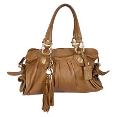 Roberto Cavalli Brown Gold Leather Shopping Bag