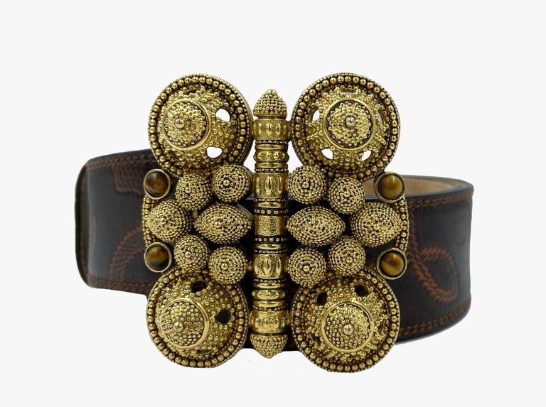 Roberto Cavalli brown leather belt For Sale at 1stDibs display picture 3