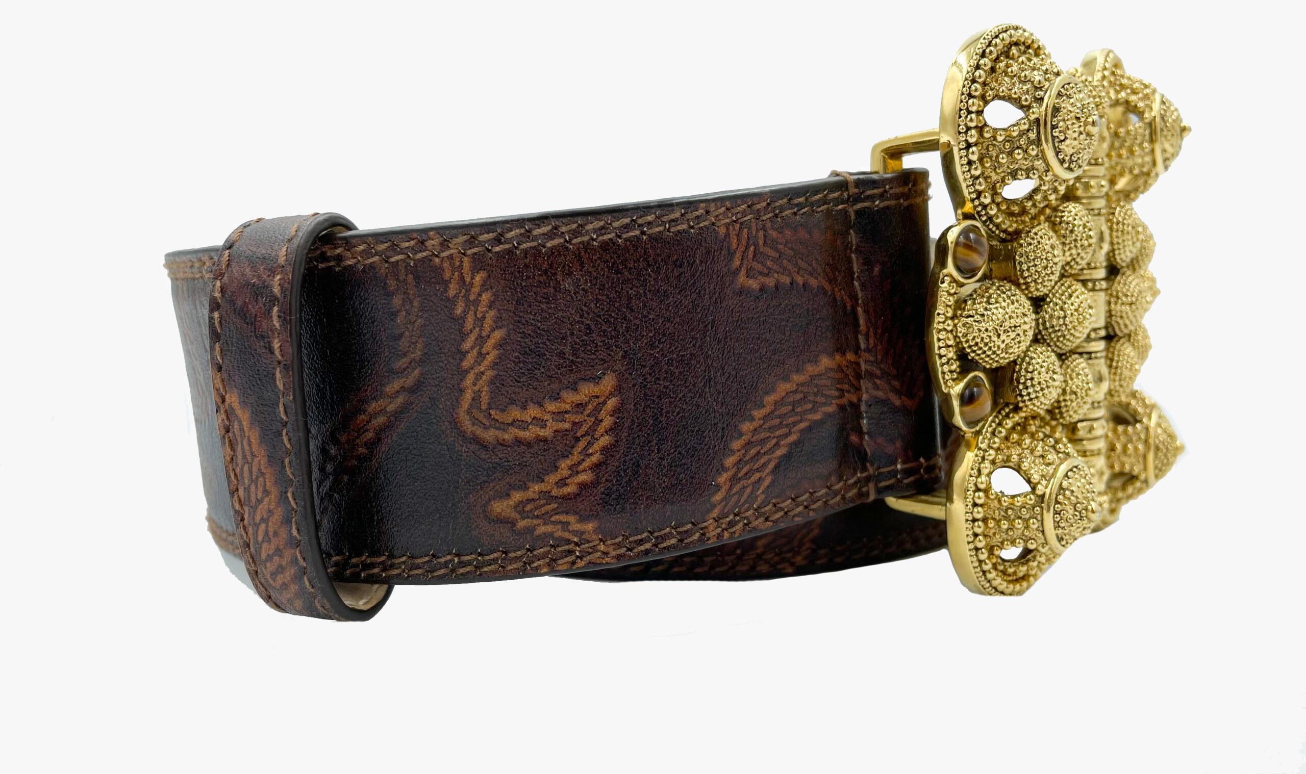 Cintura in pelle marrone Roberto Cavalli In condizioni discrete in vendita a New York, NY