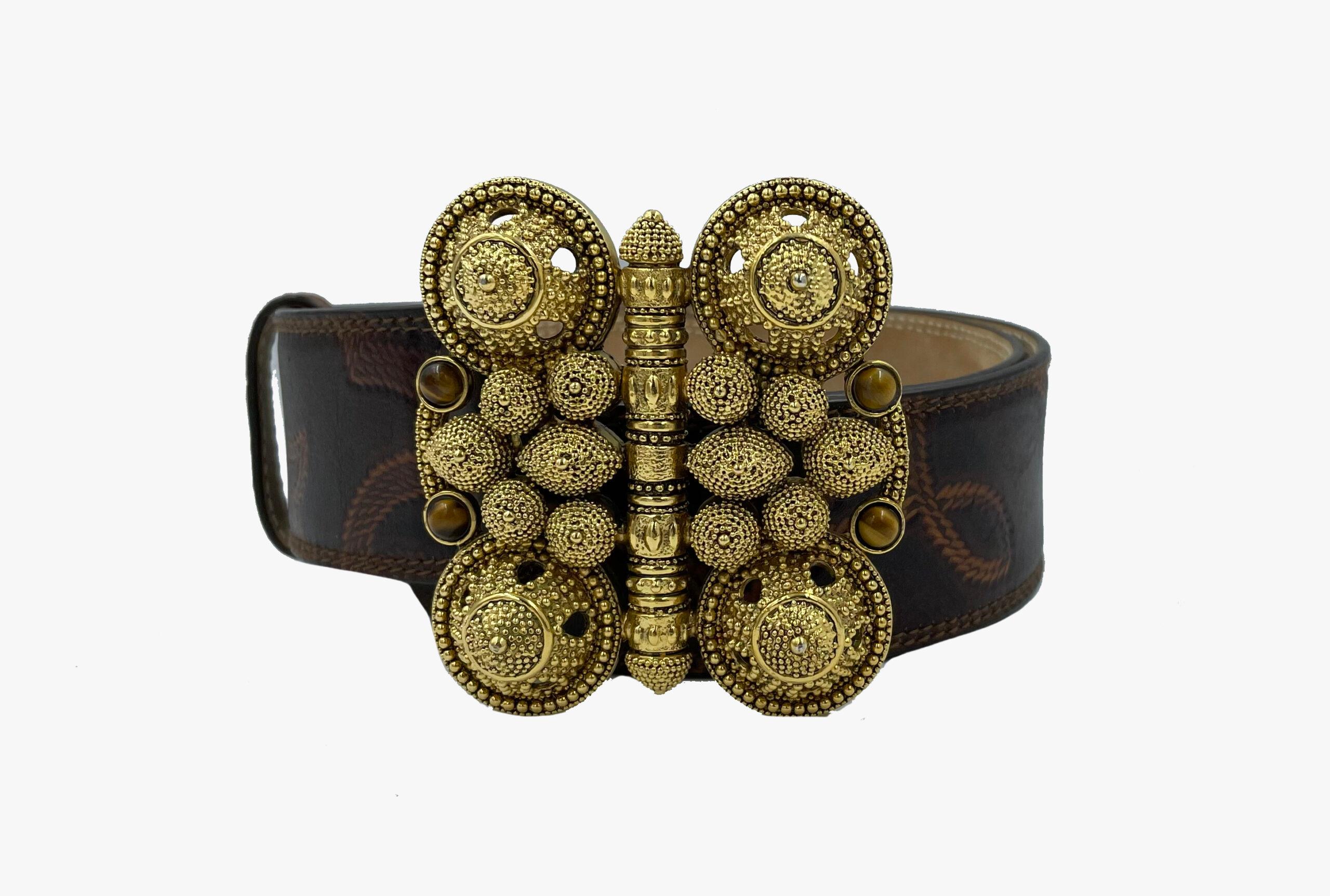 Cintura in pelle marrone Roberto Cavalli in vendita 1