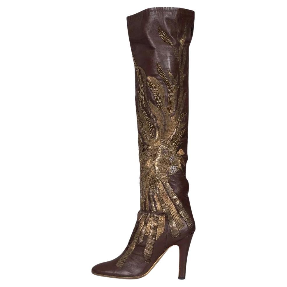 Roberto Cavalli Brown Leather Boots Sz. 38