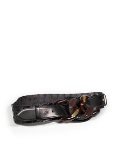 Roberto Cavalli Brown Leather Crocodile Pattern Belt