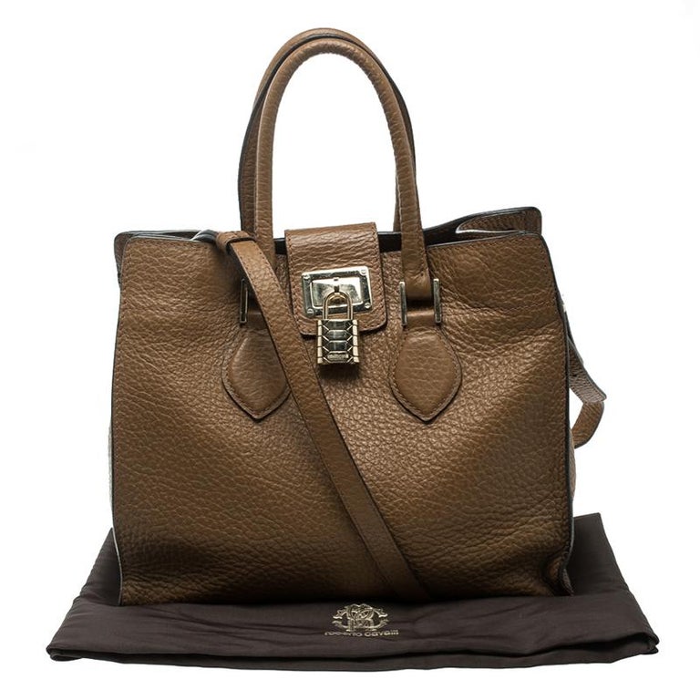 Roberto Cavalli Brown Leather Florence Tote For Sale at 1stDibs