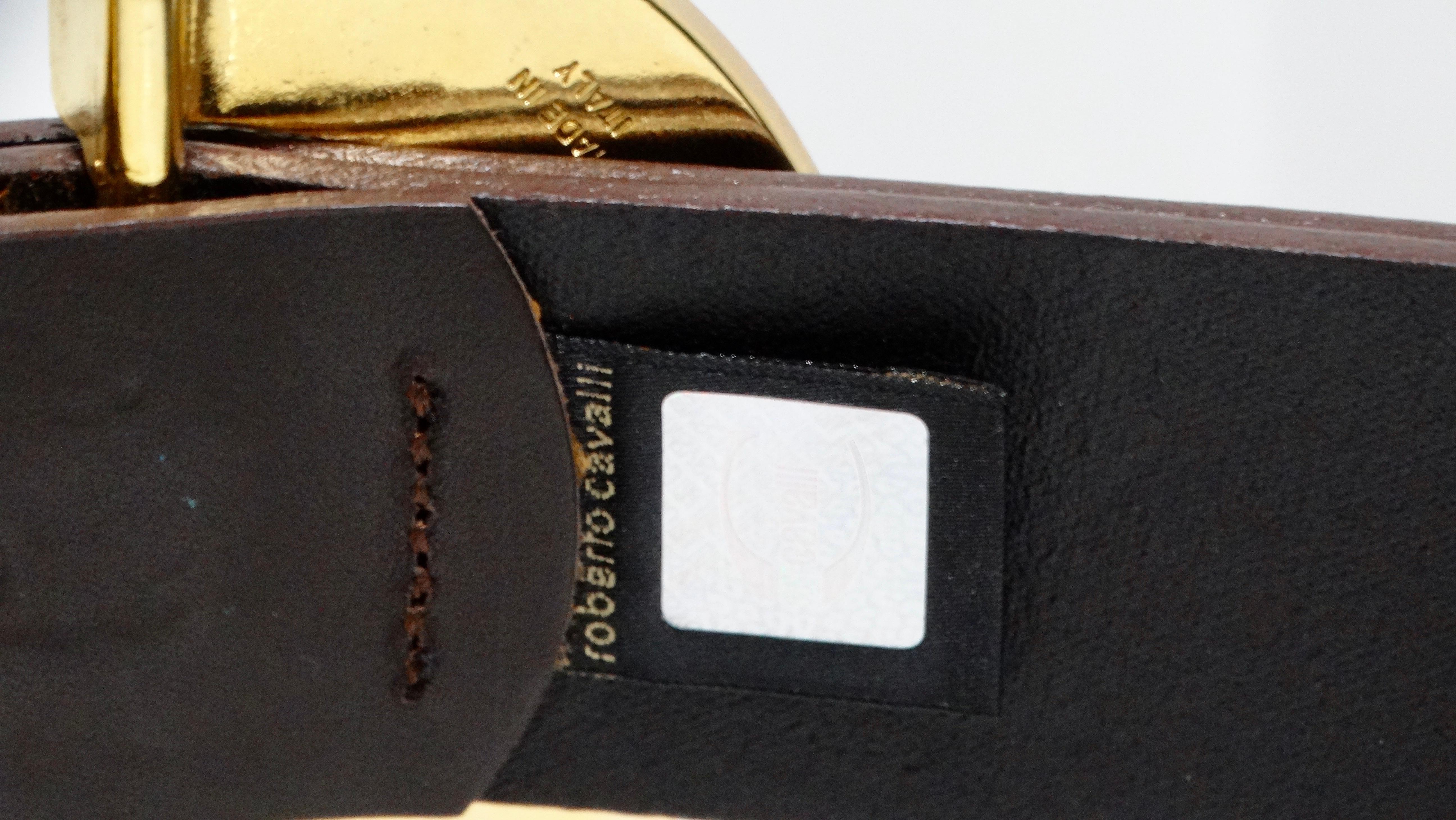 Roberto Cavalli Brown Leather Studded Belt For Sale 5