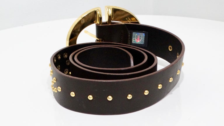 Roberto Cavalli Brown Leather Studded Belt at 1stDibs display picture 2