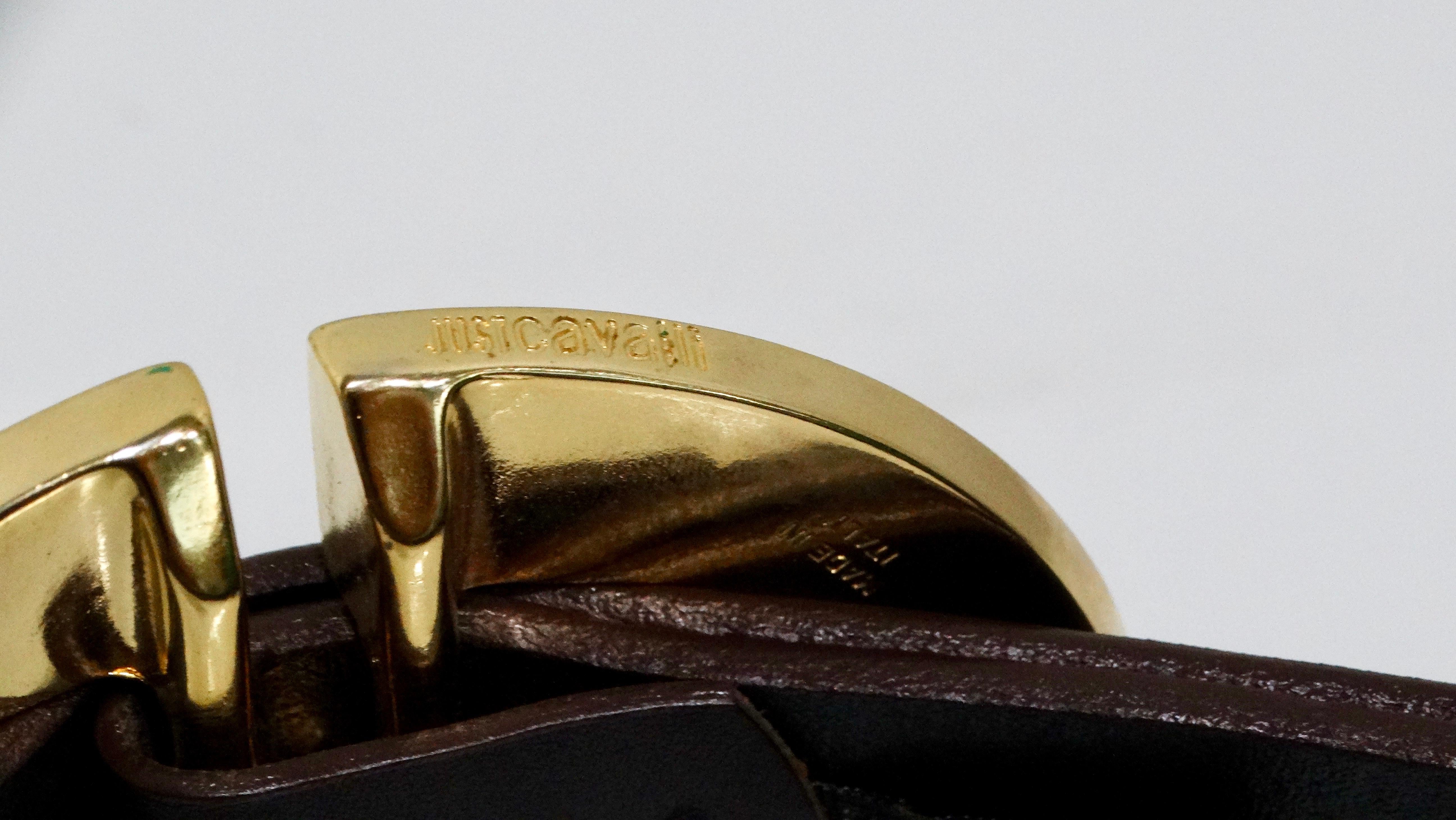 Roberto Cavalli Brown Leather Studded Belt For Sale 4