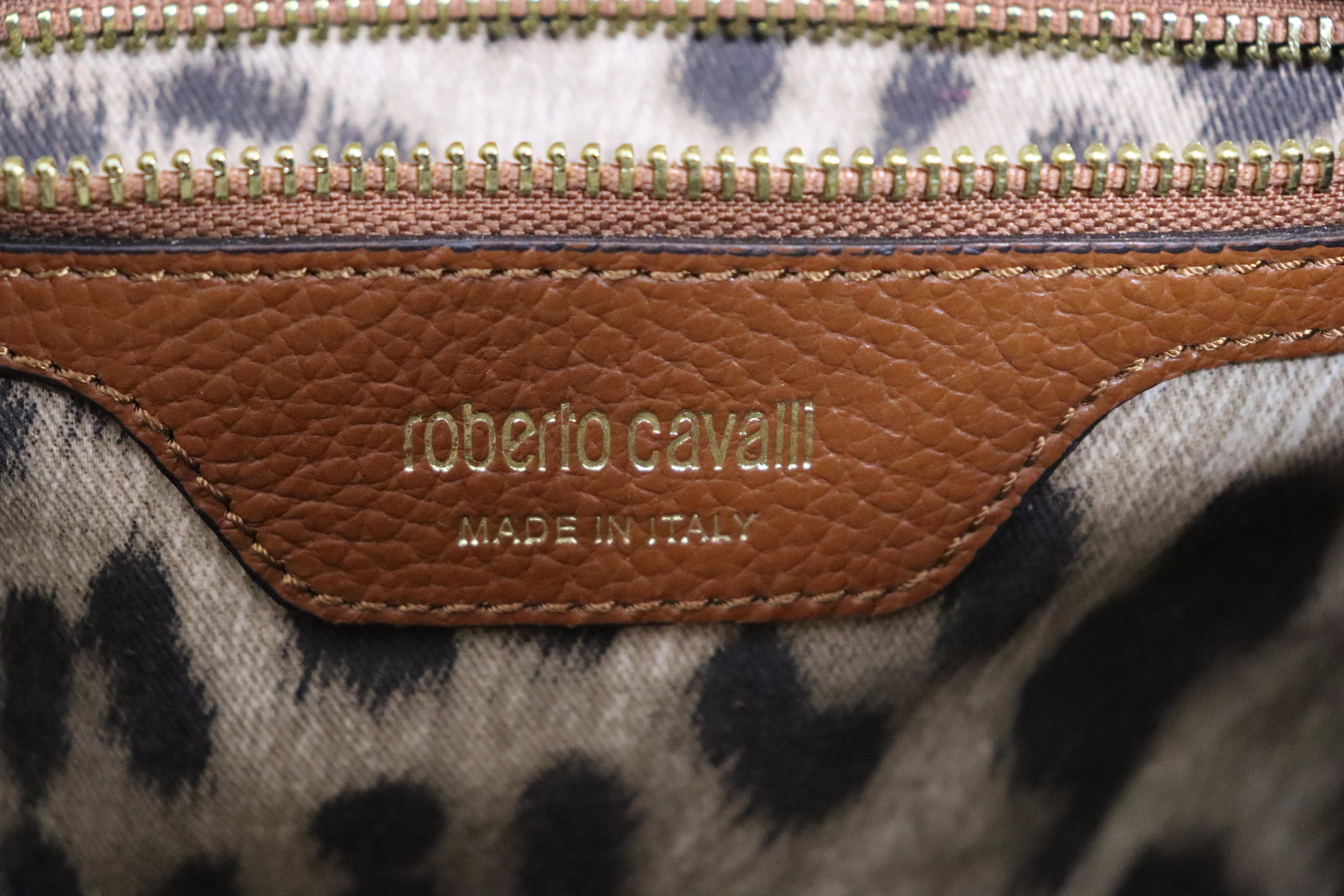 Roberto Cavalli Brown Leather Tote Bag 2