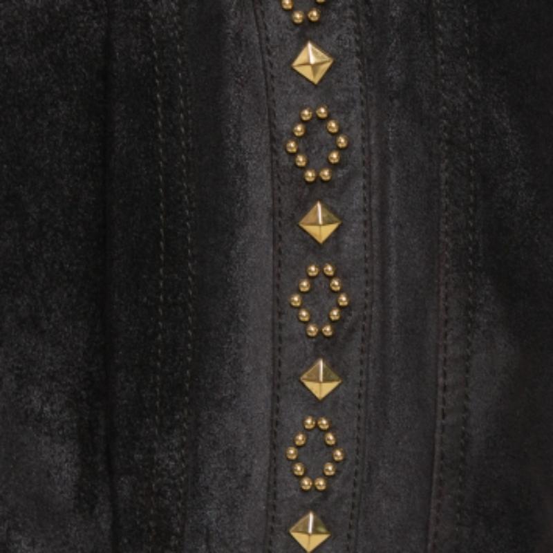 Black Roberto Cavalli Brown Leather Vintage Cropped Trousers M For Sale