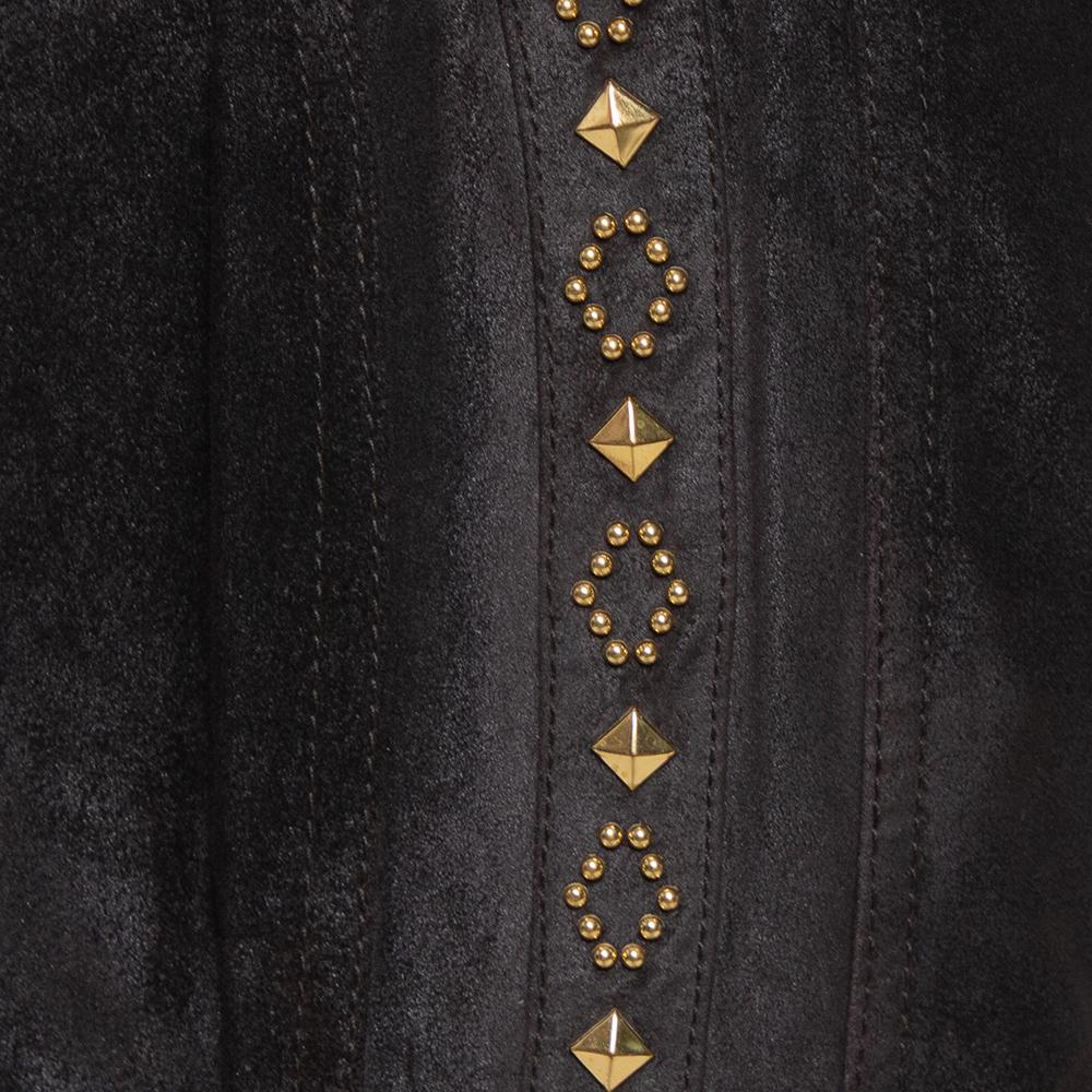 Roberto Cavalli Braune Leder-Hose im Vintage-Stil, Gr M im Zustand „Gut“ im Angebot in Dubai, Al Qouz 2