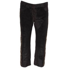 Pantalon court vintage Roberto Cavalli en cuir marron, taille M