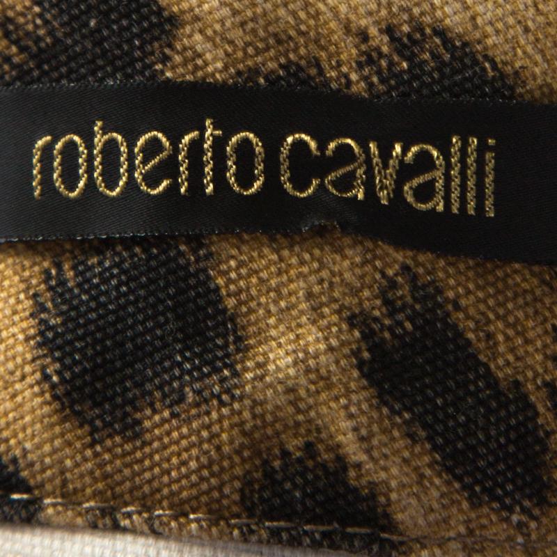 Roberto Cavalli Brown Leopard Print Cotton Maxi Skirt M 1