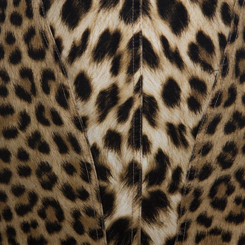 Roberto Cavalli Brown Leopard Print Cotton Maxi Skirt M 2
