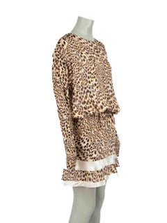 Roberto Cavalli Brown Leopard Print Knee Length Dress Size S