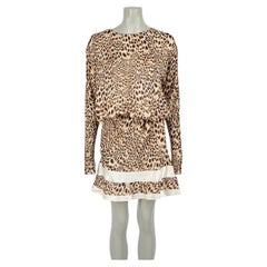 Roberto Cavalli Brown Leopard Print Knee Length Dress Size S