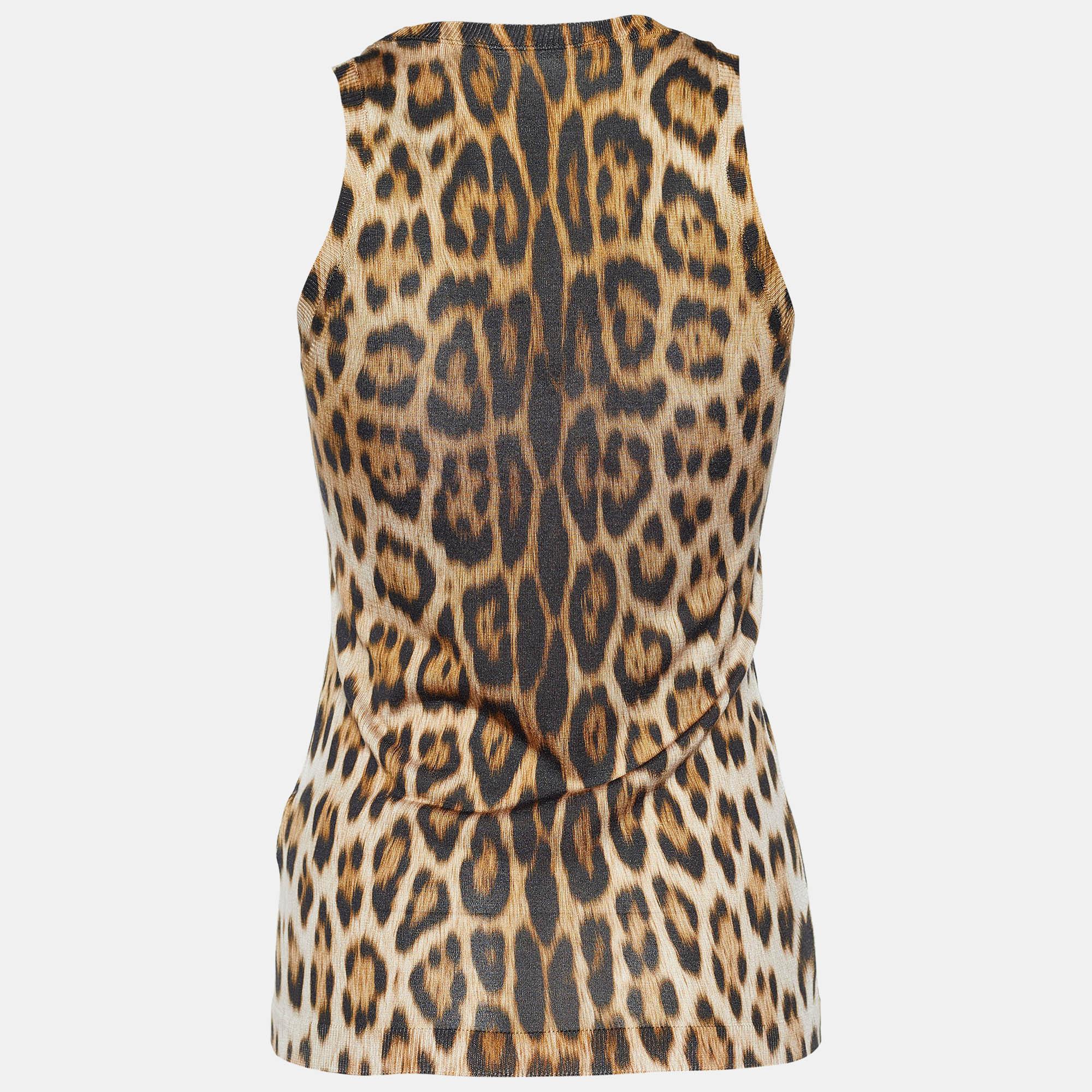 Lounge at home feeling comfy yet stylish in this Roberto Cavalli tank top. It comes in a leopard print. The sleeveless relaxed piece is ideal for daily use.

Includes: Brand Tag, Info Tags
