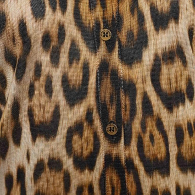Marrone Roberto Cavalli Canotta marrone con stampa leopardo S in vendita