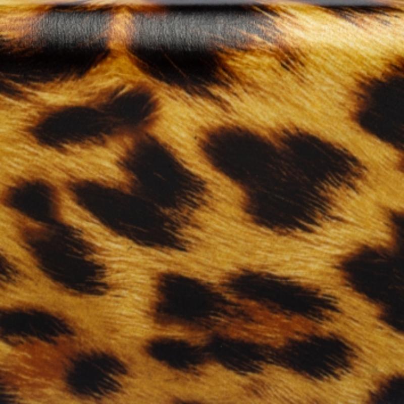 Roberto Cavalli Brown Leopard Print Leather Clutch For Sale 1