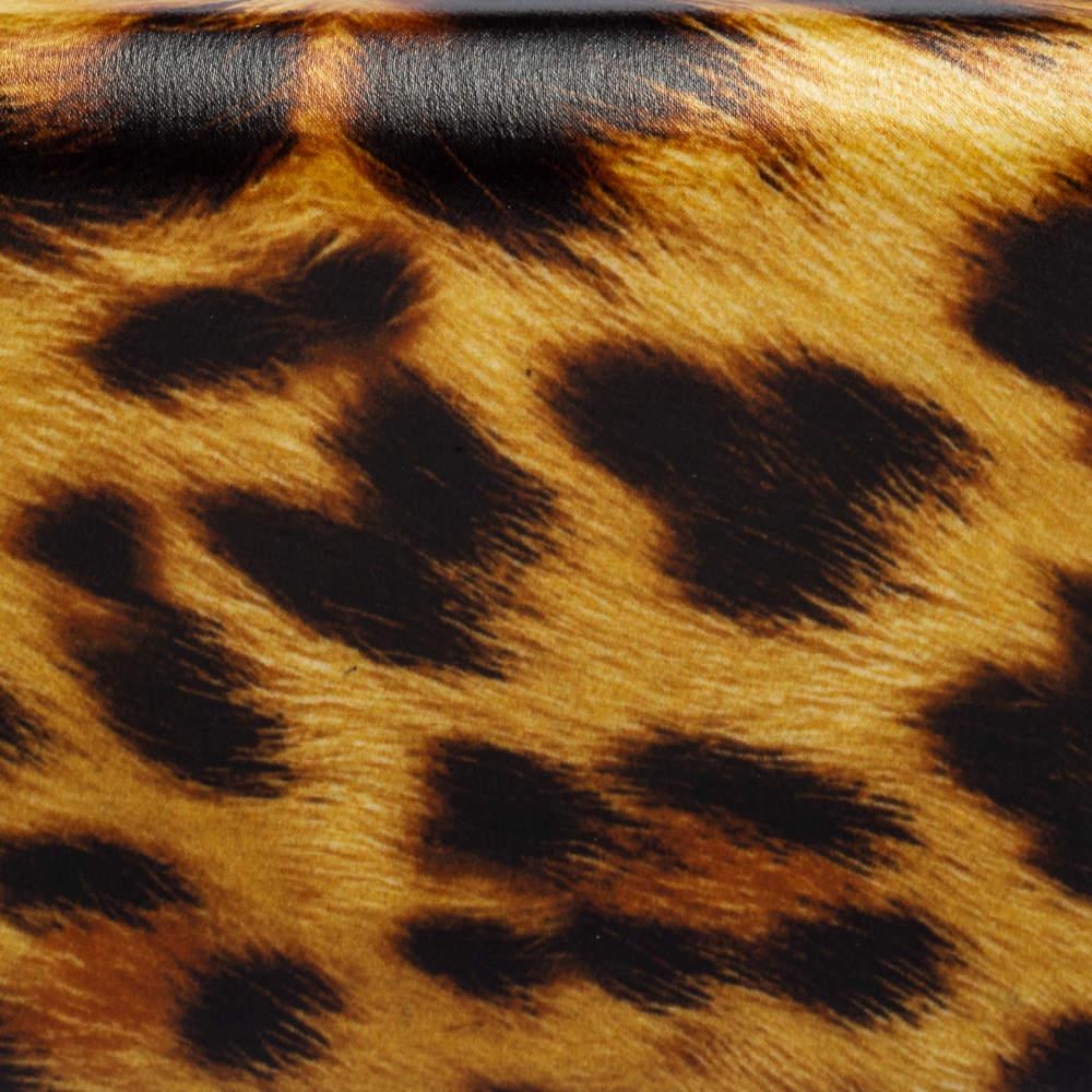 Roberto Cavalli Brown Leopard Print Leather Clutch 2