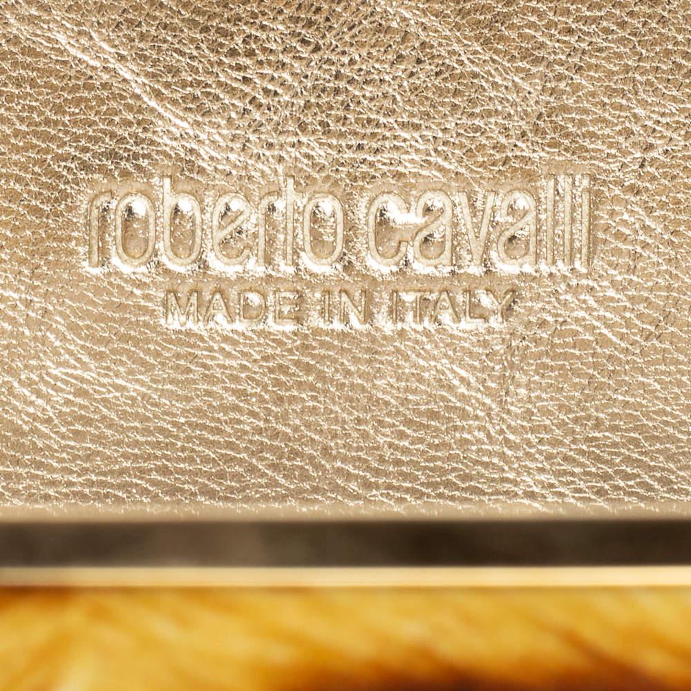 Roberto Cavalli Brown Leopard Print Leather Clutch 5