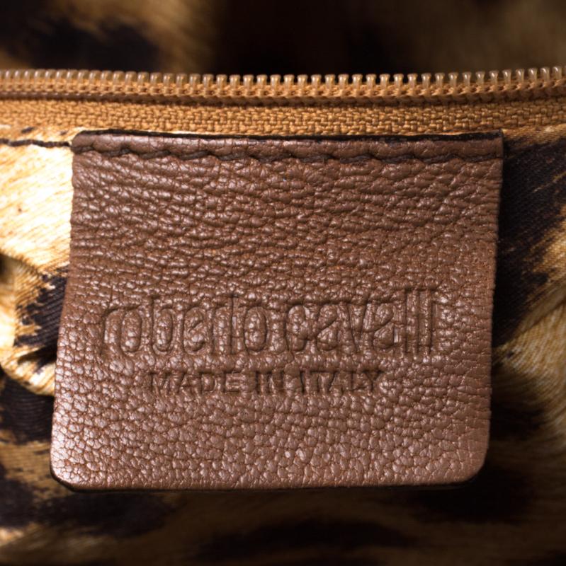 Roberto Cavalli Brown Logo Leather Satchel 2