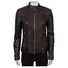 Roberto Cavalli Brown Perforated Leather Jacket - IT40/S