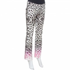 Roberto Cavalli Brown/Pink Ombre Animal Print Cotton Flare Leg Jeans S