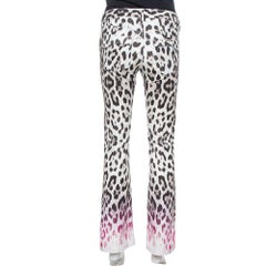 Roberto Cavalli Brown/Pink Ombre Animal Print Cotton Flare Leg Jeans S