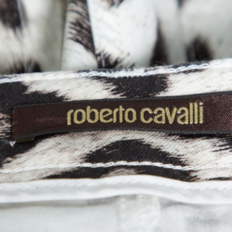 Roberto Cavalli Brown/Pink Ombre Animal Print Cotton Flare Leg Jeans S In Good Condition For Sale In Dubai, Al Qouz 2