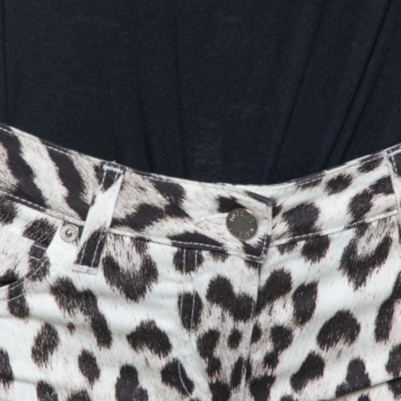 Roberto Cavalli Brown/Pink Ombre Animal Print Cotton Flare Leg Jeans S For Sale 1