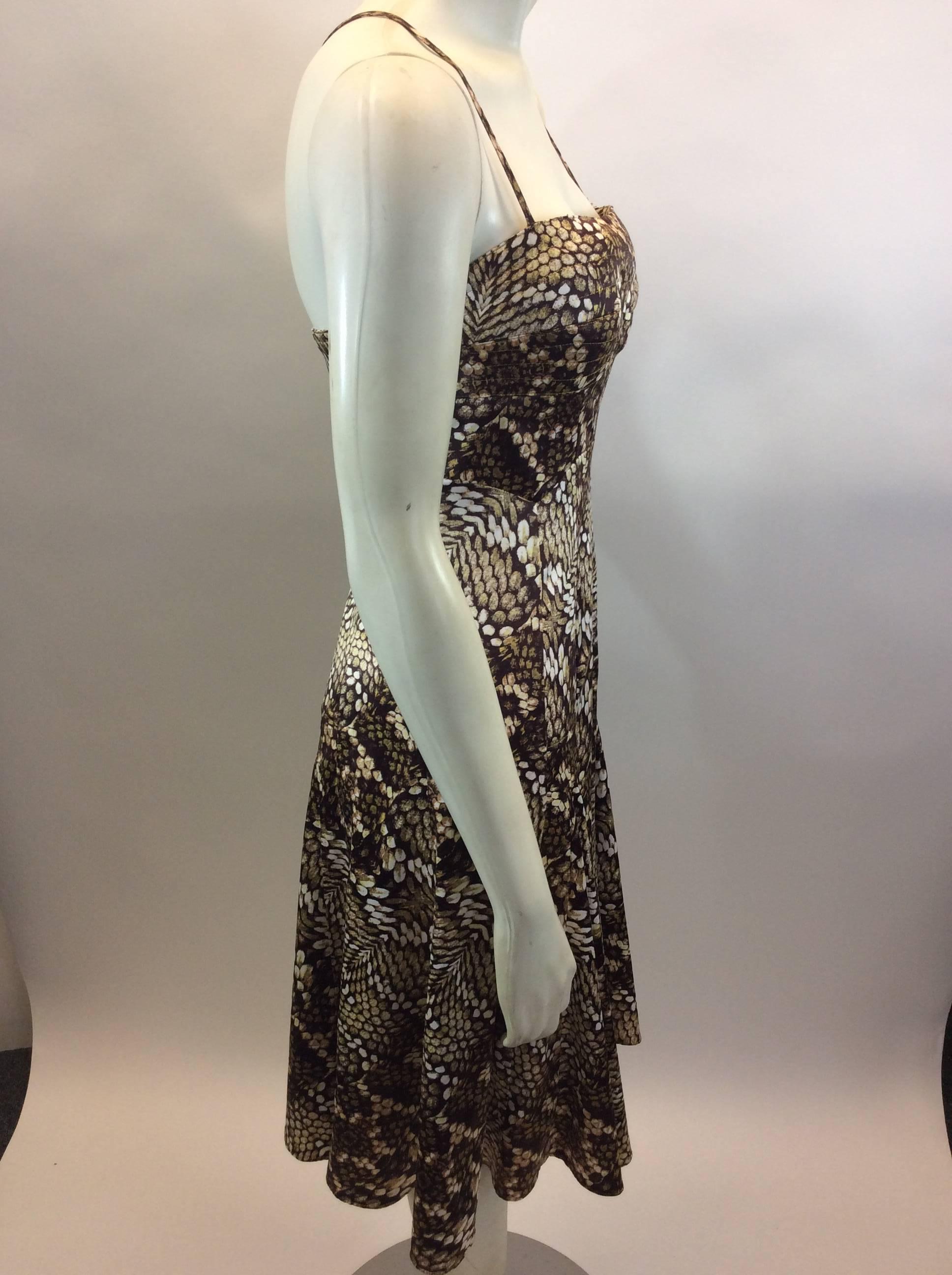 Roberto Cavalli Brown Print Dress In Excellent Condition For Sale In Narberth, PA