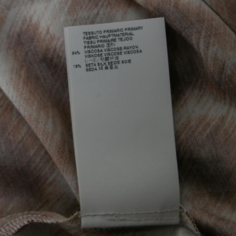 Marrone Roberto Cavalli - Camicetta in crepe de chine stampata marrone con dettaglio cravatta S in vendita