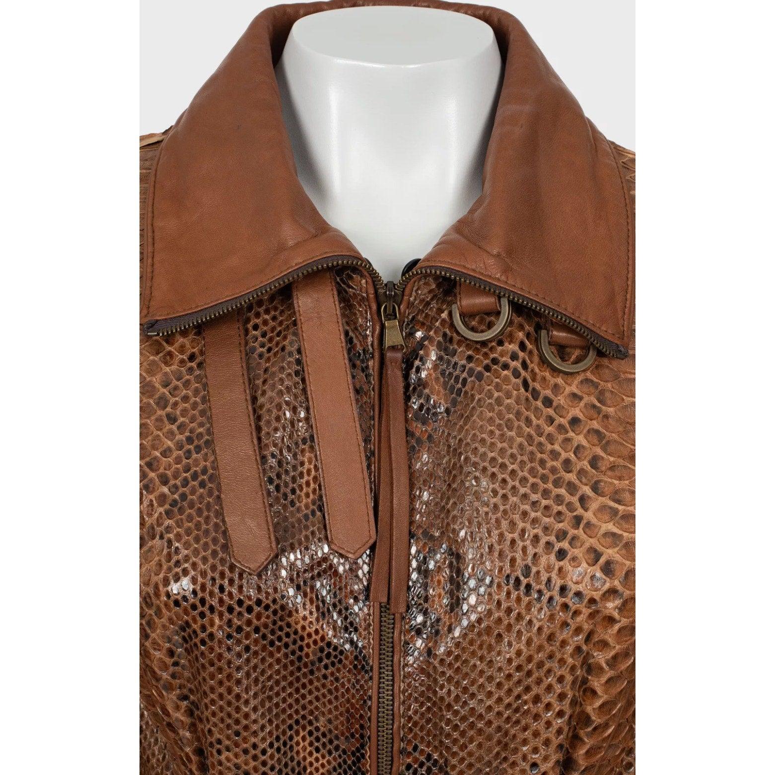 Roberto Cavalli - Giacca in pelle di pitone marrone - Taglia 42/ M. In condizioni buone in vendita a Krakow, PL