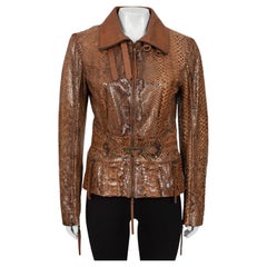 Roberto Cavalli - Giacca in pelle di pitone marrone - Taglia 42/ M.
