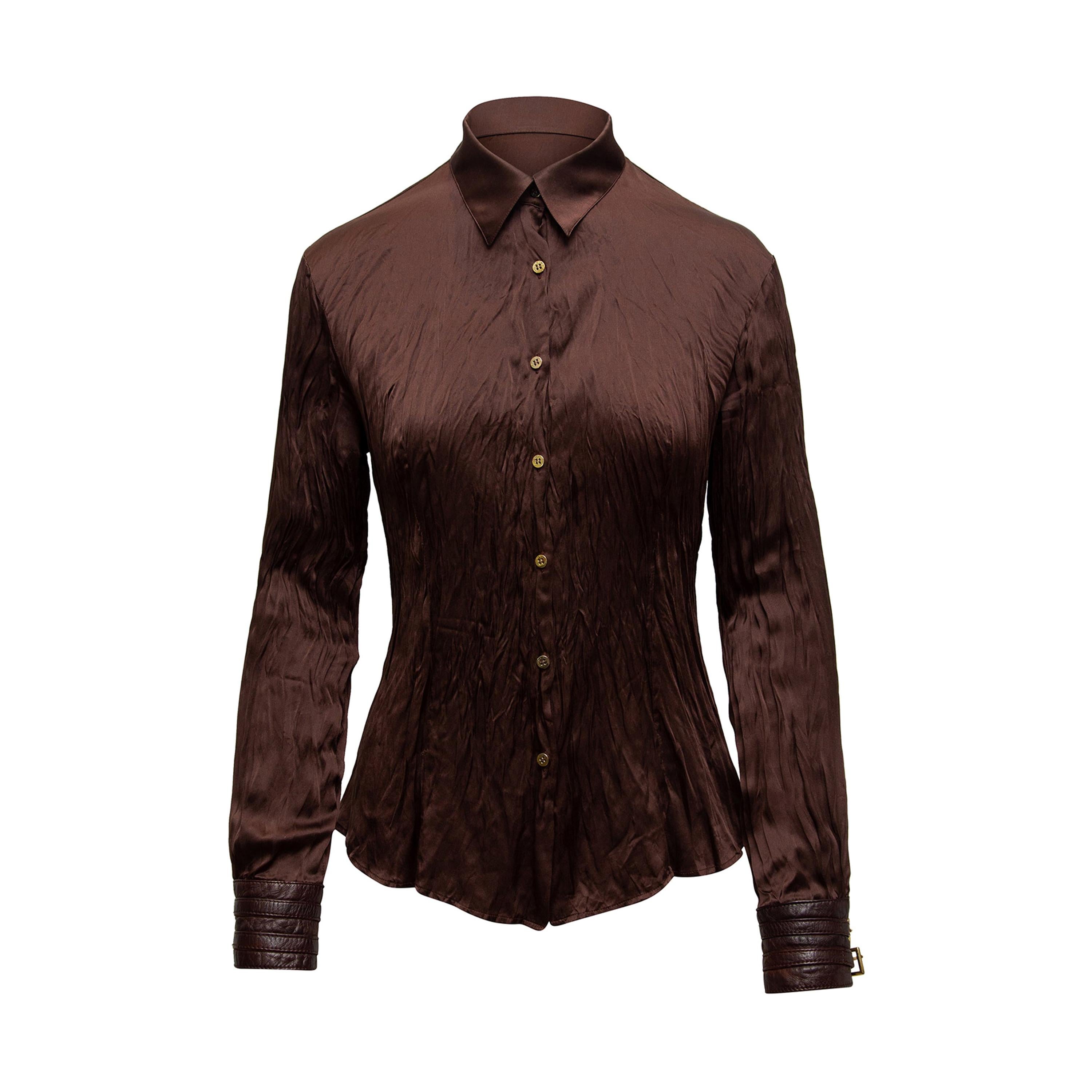 brown silk button up